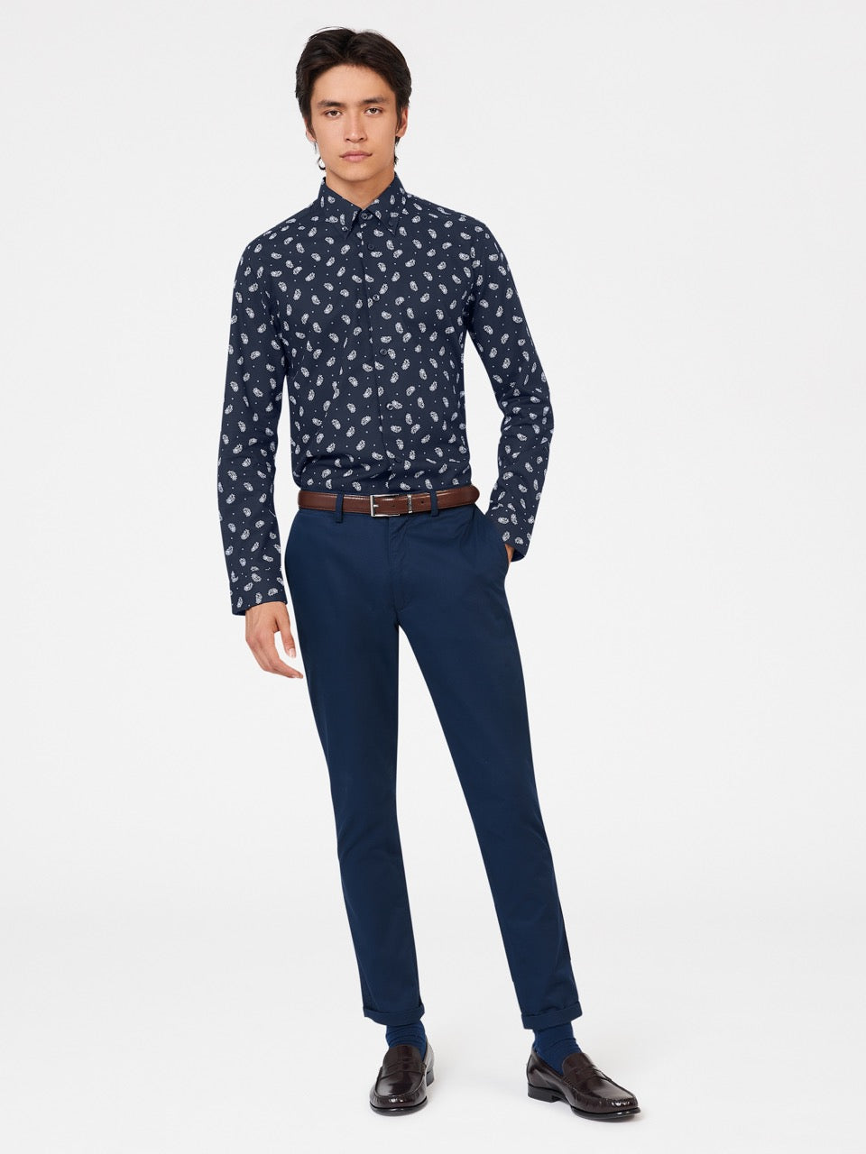 Chemises Ben Sherman Micro Paisley Bleu Marine | BDK-91397874